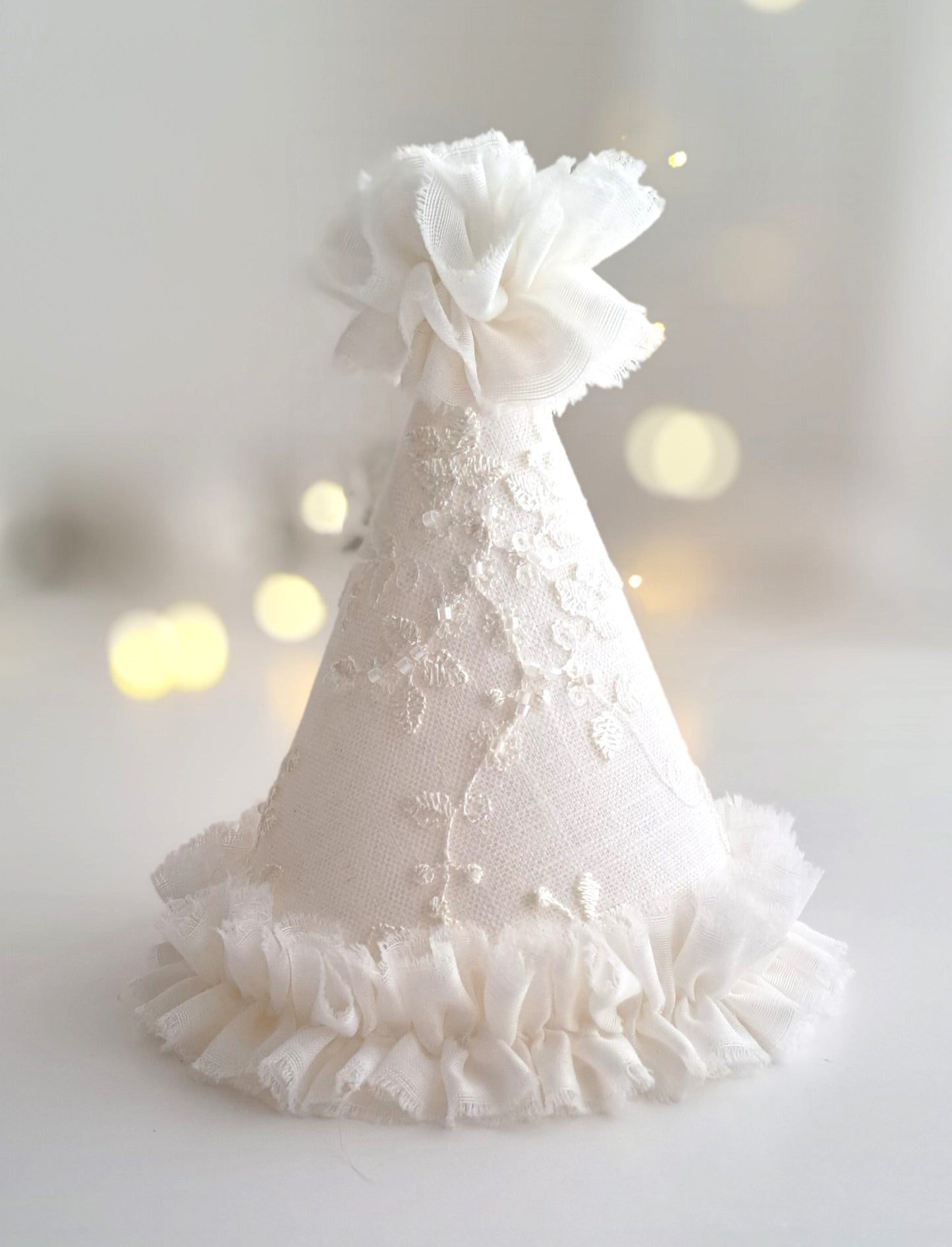 Celeste, Ivory Beaded Lace Party Hat